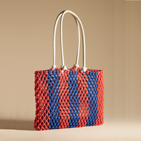 Nouvelle mode Lady une épaule paille tissé sac Crochet sac à la main coton corde l sac tissé à la main