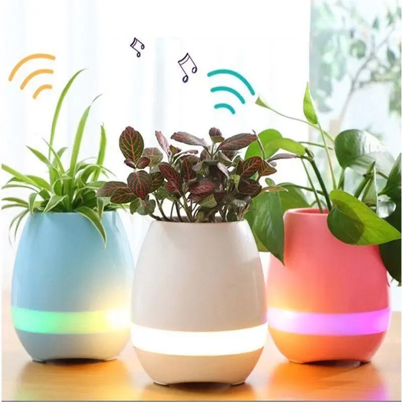 Lámpara LED de varios colores para decoración del hogar, maceta de flores, jarrón, planta, reproductor de música táctil, altavoz y Luz