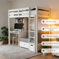 Lits superposés en bois Montessori, lit superposé en bois avec bureau en dessous, lit superposé double en bois avec rangement