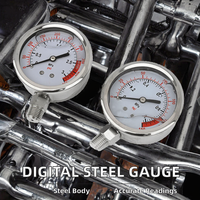 PI100.12 Glycerine Filled Manometer 3/8" 1/4" NPT Stainless Steel Digital Pressure Gauge 0.1-6Mpa 1.6% Accuracy 2.5" AIMS