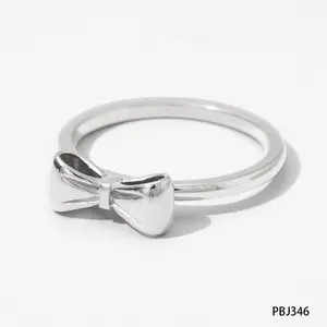 แหวนสวมนิ้วรูปโบว์สวยงามสำหรับผู้หญิงแหวนผีเสื้อทำจากสเตนเลสสตีล