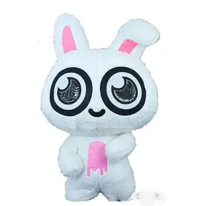 Funtoys Giant Full Body Big Head White Rabbit Inflatable Animal Mascot Costume for Adult Furry Suit for Entertainment