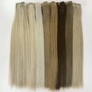 2024 sıcak satış kalın sonu çift çizilmiş 100% insan saçı bakire Remy manikür bozulmamış rus makinesi saç atkı uzantıları
