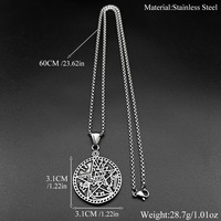 Collier en acier inoxydable pour hommes et femmes, style gothique européen et américain, avec pentagramme, sceau de Salomon et Kabbale