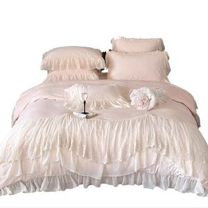 YongHo Modern Dört Parçalı Kore Pembe Beyaz İşlemeli Yüksek Kaliteli Kalınlaştırılmış 4 Parça Çocuk Kız 4 Parçalı Düz Çarşaf Seti - Product Image 1