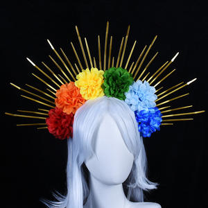 <span class=keywords><strong>Couronne</strong></span> de Halo faite à la main pour femmes <span class=keywords><strong>couronne</strong></span> de Halo fleur colorée <span class=keywords><strong>couronne</strong></span> grecque déesse Cosplay paillettes casque fait à la main Boho Halloween - Product Image 1