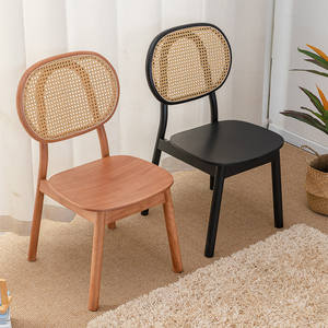 Silla de Comedor Nórdica de Ratán con Respaldo de Madera Maciza, Estilo Vintage para Hogar, Cafetería, Muebles de Hotel - Product Image 2