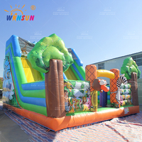 WINSUN Toboggan gonflable commercial pour enfants, animaux de la jungle, toboggan aquatique pour enfants, toboggan extérieur pour enfants, aire de jeux