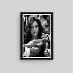 Vintage Glamour Printed Canvas: <b>Black</b> and White Woman Smoking Art,<b>BLACK</b> <b>FRAMED</b> CANVAS - Product Image 2