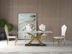 Sang Trọng Bằng Đá Cẩm Thạch Hàng Đầu Hiện Đại Đơn Giản Thép Không Gỉ Titan Vàng Cao cấp Ý Loại Căn Hộ Đồ Nội Thất Bàn Ăn Đặt - Product Image 4