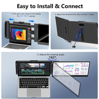 Écran d'extension 14 pouces 1080P HD Triple Monitor pour Windows Mac Surface Android/Switch Laptop Plug Play LCD Backlit Type C