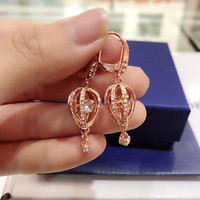 Boucles d'oreilles Cœur battant en forme de montgolfière, en cristal, pour femme, style confession