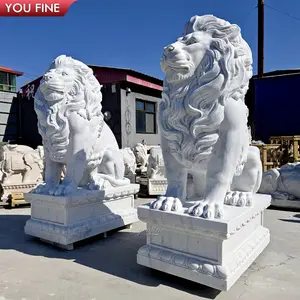 Outdoor Garden White Marble Lion Statue