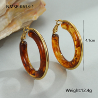 Boucles d'oreilles créoles rondes vintage en acrylique, plaquées or 18 carats, en acier inoxydable et résine, motif écaille de tortue, pour filles