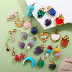 El Almanaque de Piedra |   Anilla de Acero Inoxidable Chapada en Oro PVD de 18K |   Colgantes de Piedras Preciosas Naturales Surtidas para la Creación de Joyería DIY - Product Image 1