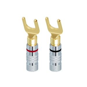 Vàng-mạ 4mm chuối cắm kết nối solderless ngã ba Spade thiết bị đầu cuối âm thanh loa Y/u loại phích cắm cáp dây nối - Product Image 1