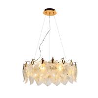 Lustres en verre en forme de feuille, style vintage français, design moderne, éclairage de luxe pour salon, hôtel, doré