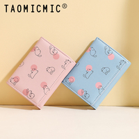 Dompet Wanita Lipat Tiga Motif Kucing Kartun TAOMICMIC, Dompet PU Pendek Kapasitas Besar, Tas Wanita Multifungsi, Tersedia Grosir