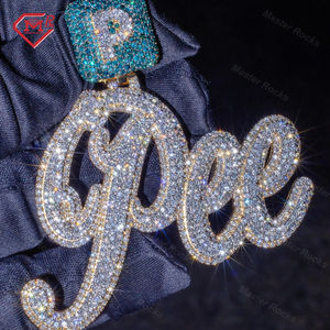 Hiphop Moissanite lettera ciondolo con nome personalizzato carattere artistico 925 argento ghiacciato con ciondolo Moissanite personalizzato - Product Image 2
