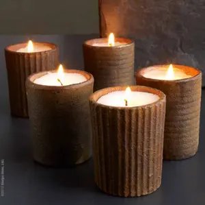 Decoratieve Aromatherapie Met Handgemaakte Keramische Potten Vintage Ronde Aardewerk Kandelaars