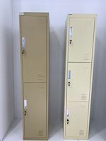 Armoire de rangement moderne en acier à 2 portes verticales avec miroir, portes verrouillables, penderie et étagères pour appartement et chambre