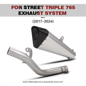 Pot d'échappement moto, tube intermédiaire de liaison, silencieux slip-on pour <span class=keywords><strong>Street</strong></span> <span class=keywords><strong>Triple</strong></span> 765 / 765S / 765R / 765RS 2017-2024 - Product Image 1