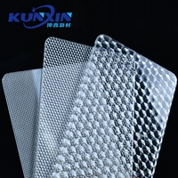 Feuille diffuseur LED Kunxin anti-éblouissement, motif hexagonal concave, PMMA optique translucide, texture prismatique, UGR
