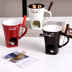 <span class=keywords><strong>M</strong></span> cangkir piring Chafing keramik coklat, dengan garpu lilin, panci peleburan coklat, peralatan makan kreatif, peralatan minum rumah tangga - Product Image 6