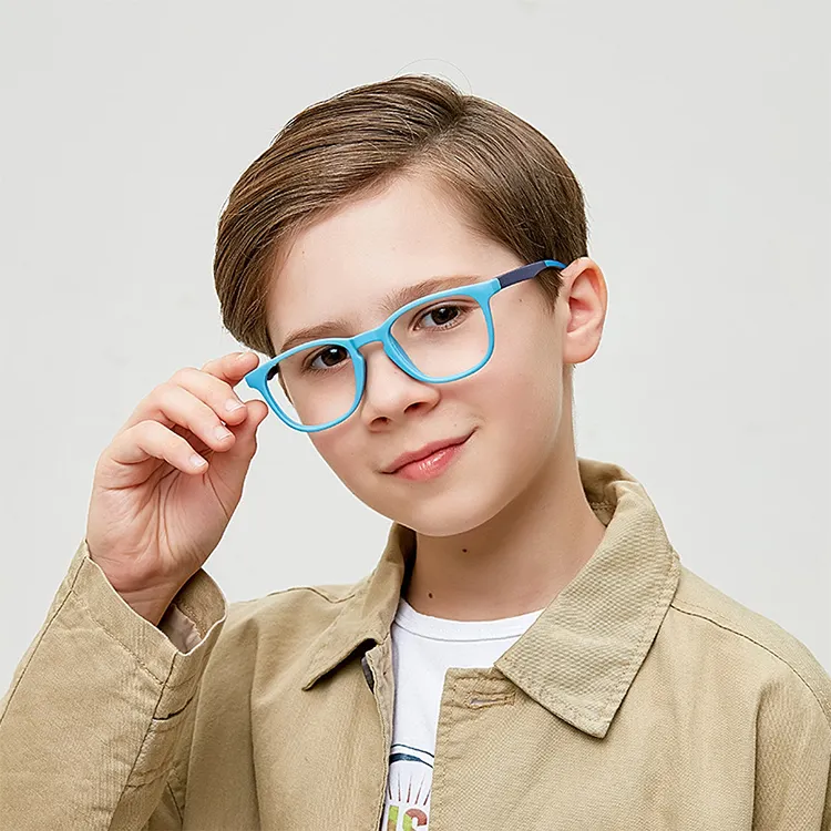 2022 Fashion Silicone Boys Girls Anti-Blue Light Eyeglasses Purple Pink Frame Flexible Flat Mirror Kids Computer Glasses