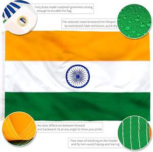 Флаг Индии 3 Х5 футов, яркий цвет и защита от выцветания, холст и двойные сшитые индийские национальные флаги, полиэстер с латунью - Product Image 6