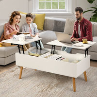 Table basse relevable à 4 pieds extensible avec rangement