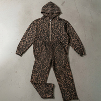 Sweat à capuche zippé personnalisé orné de strass léopard, coupe oversize ample, style streetwear, avec cordon de serrage, et ensemble de survêtement jogger