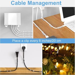Jiaen - Clips Adhesivos Transparentes para Cables, Soportes Fuertes para Cables, Organizador de Cables para Escritorio, Coche, PC, Luces de Navidad, 1.18x0.43 Pulgadas - Product Image 6