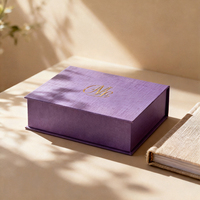 Scatola Rigida di Lusso Personalizzata per Fotolibro, Confezione per Album Fotografico con Copertina in Lino, Scatola a Forma di Libro Viola con Logo in Lamina Dorata