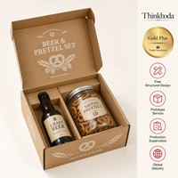 Boîte cadeau personnalisée en carton ondulé Kraft avec finition mate et vernis UV pour ensemble de bière, bretzels et snacks, emballage en carton recyclable, vente en gros
