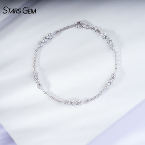 Starsgem 1.2ct 1.8mm Round Brilliant Cut Lab Grown Diamond 18K <b>White</b> Gold Unisex Trendy <b>Bracelet</b> - Product Image 2
