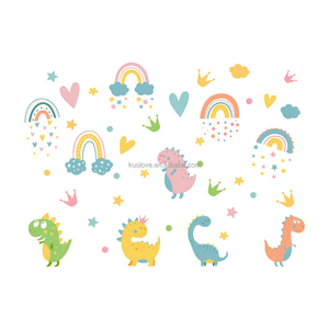 Dessin animé <span class=keywords><strong>dinosaure</strong></span> arc-en-ciel <span class=keywords><strong>Stickers</strong></span> muraux <span class=keywords><strong>chambre</strong></span> d'enfants maternelle décoration PVC papier peint autocollants muraux auto-adhésifs - Product Image 6