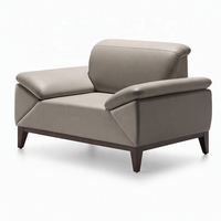 Ensemble de canapés en cuir modernes 1, 2 et 3 places avec fauteuil, accoudoirs arrondis, canapé lounge, pieds en bois, meubles minimalistes pour salon