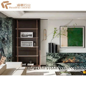Precio de fábrica Piedra de lujo <span class=keywords><strong>Italia</strong></span> Pradas Losas de mármol verde oscuro para el hogar Decoración de alto grado - Product Image 6