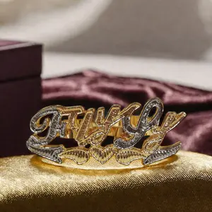 Double Plated Hip Hop Custom Name Ring for Rapper Boy Double Finger Custom Name Rings Punk Gift Box Gold Silver Alloy Hiphop 18k