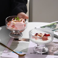 Bol à yaourt glacé, gobelet à pudding, gobelet à mousse léger et luxueux à pied haut, bol décoratif pour dessert, adapté aux boissons froides