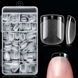 Faux ongles en ABS transparents, forme amande française, à presser, pour manucure - Product Image 5
