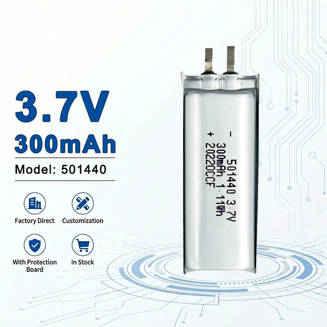 501440 3.7V 300mAh Rechargeable Li-Polymer Battery for Bluetooth Devices, Smart Watches and Portable Electronics 501520 501525