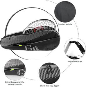 Échantillon gratuit Grand sac de tennis imperméable Sac à dos de tennis pour femmes et hommes Grand sac de pickleball Peut contenir 4 raquettes avec compartiment à chaussures - Product Image 2