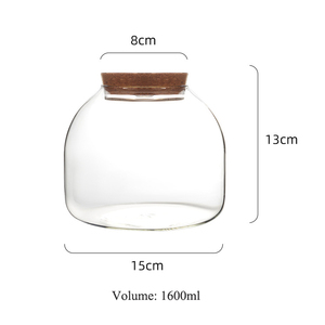 Pot de <span class=keywords><strong>terrarium</strong></span> en verre de forme ronde fait à la main petit pot de réservoir de poissons avec bouchon en liège LED pour la décoration de table de mariage à la maison - Product Image 6