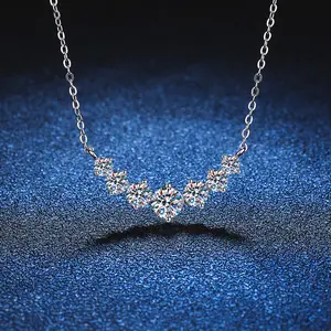 925纯银Gra VVS永恒1.7克拉彩色钻石硅石链项链女性订婚精品珠宝