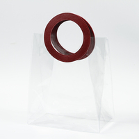 Sac à main à poignée ronde en PVC transparent en trois dimensions, sac de shopping en plastique étanche, sac cadeau logo imprimable