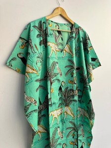 Women's Casual Wear Floral Print <b>Kaftan</b> <b>Dress</b> <b>Long</b> Boho Style <b>Dress</b> Relaxed Fit Gathered Drawstring Waist Outfit - Product Image 2