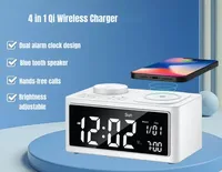 Speaker Pengisian Daya Nirkabel, Jam Alarm Hotel Desktop dengan Audio, Radio Samping Tempat Tidur, Speaker Mini Stereo Musik Kontrol Suara