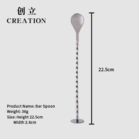 Cuillère de bar en acier inoxydable de 27,5 cm à long manche, écologique, moderne, personnalisable, certifiée CE, directement de l'usine